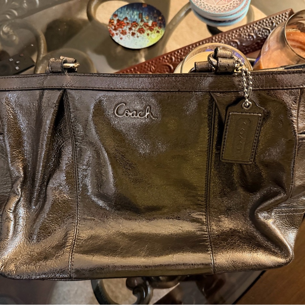 Coach Gallery Metallic Bronze Signature Lurex Tote - Picture 9 of 14